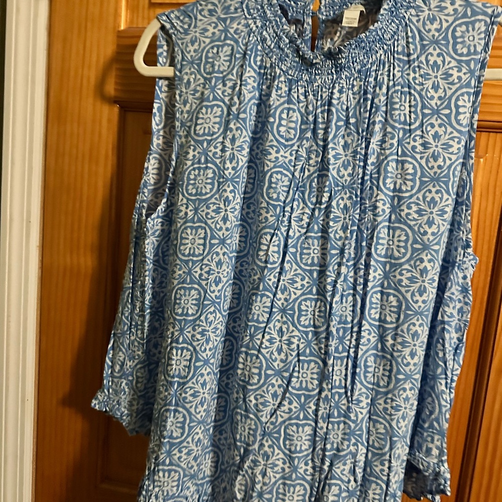Cato Blue and White Sleeveless Top